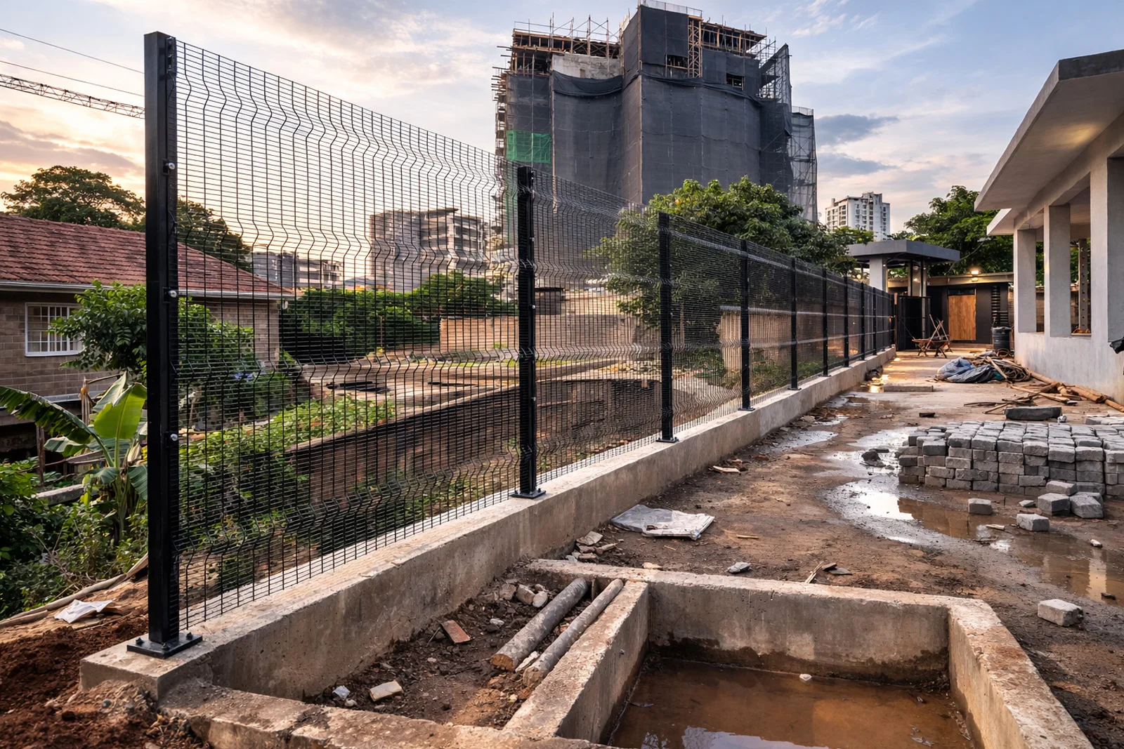 Anti-climb Clearview fencing installation for real estate development in Westlands Nairobi