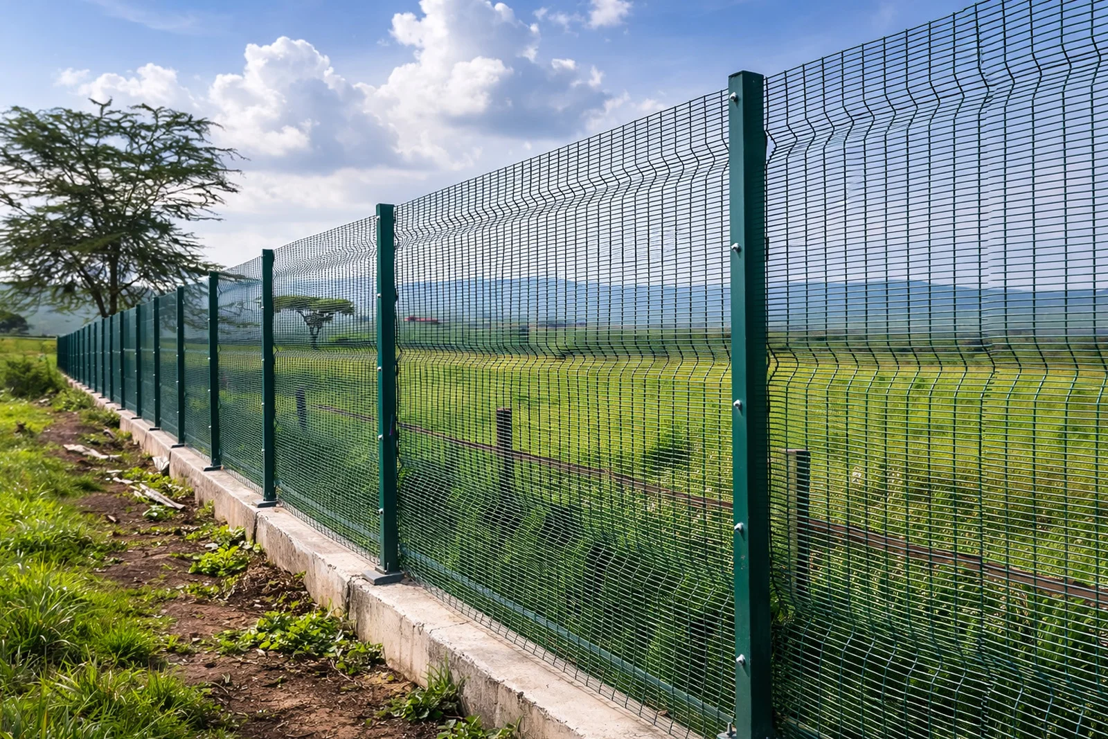 Residential anti-climb Clearview fencing installation in Nakuru Kenya with sliding and pedestrian gate
