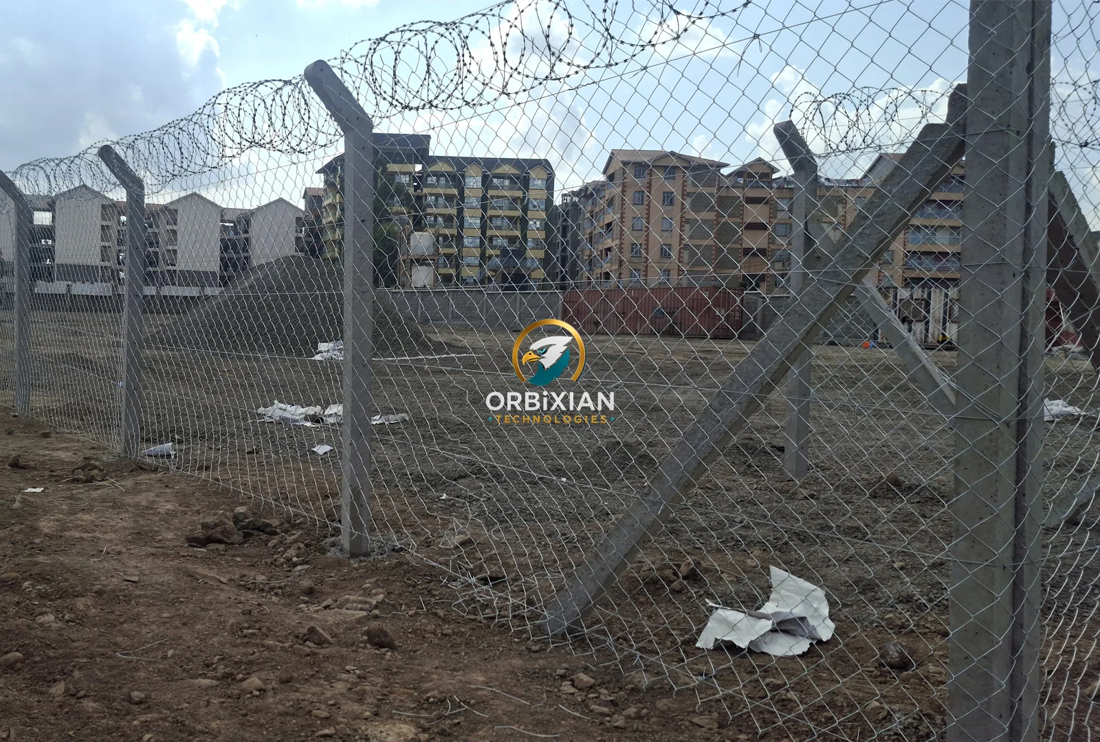 Chainlink security fence with angled precast concrete posts in Kitengela Kenya